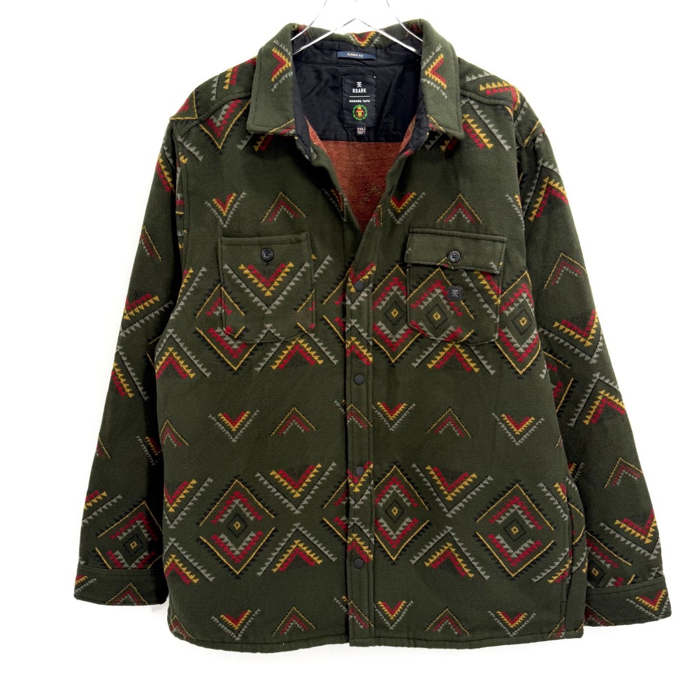 Roark Andes Manawa Tapu Flannel Men XXL Southwestern Fleece Shirt Jacket Shacket